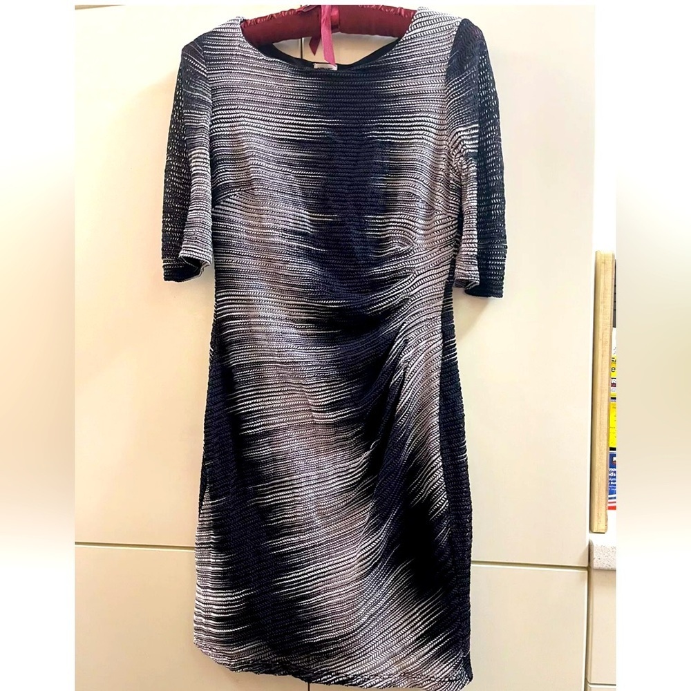 Chic Black and White Textured Dress lined Anne Klein Dress Size 2 P